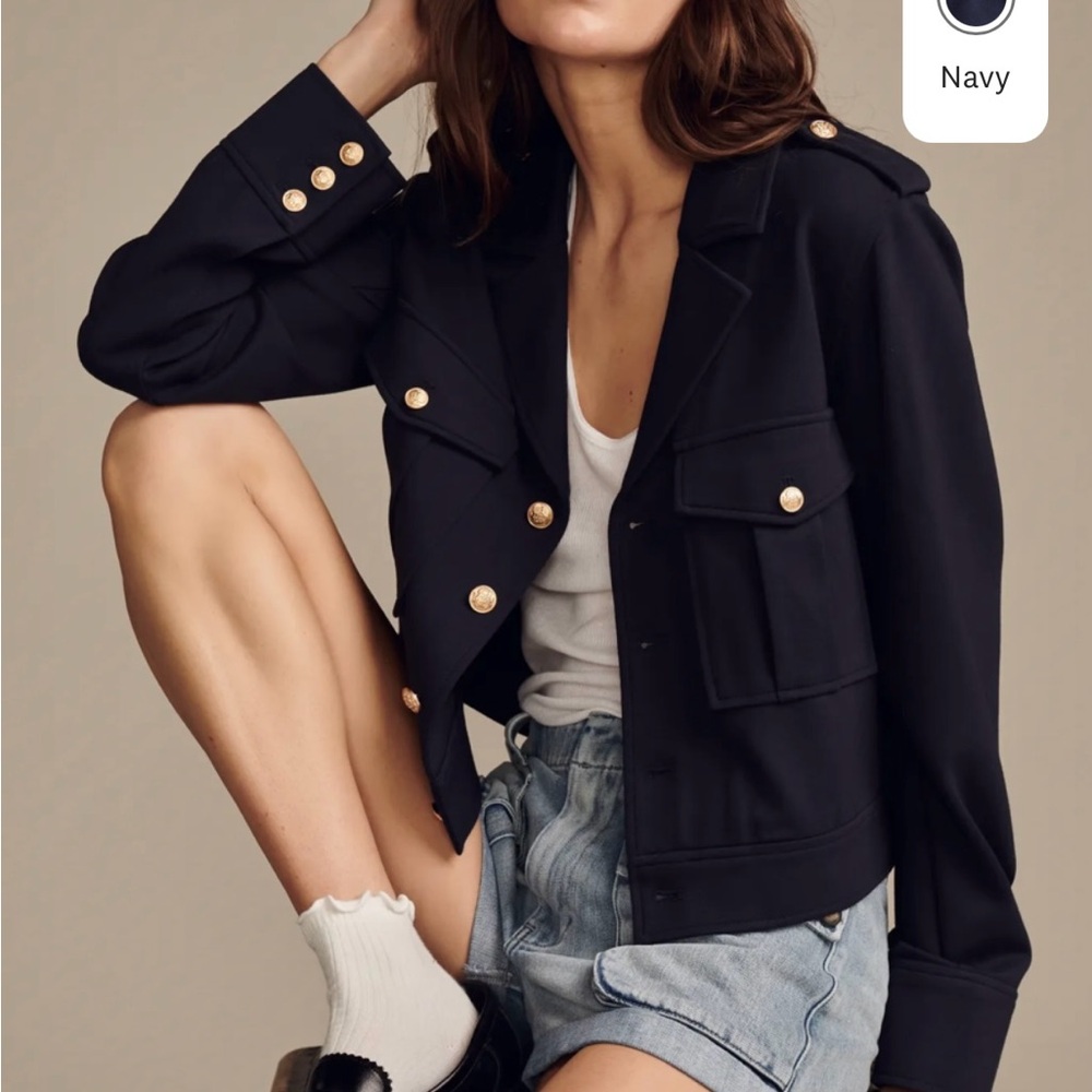 Lucky Brand Navy Utility Jacket with Gold Buttons